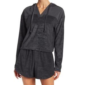 Zella Women’s Sol Terry Cropped Pullover Hoodie Black Size Small Sweatshirt